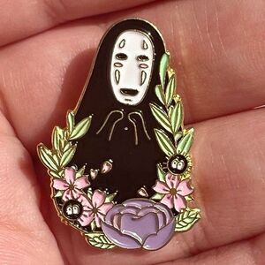 Studio Ghibli Spirited Away No Face Floral Enamel Pin